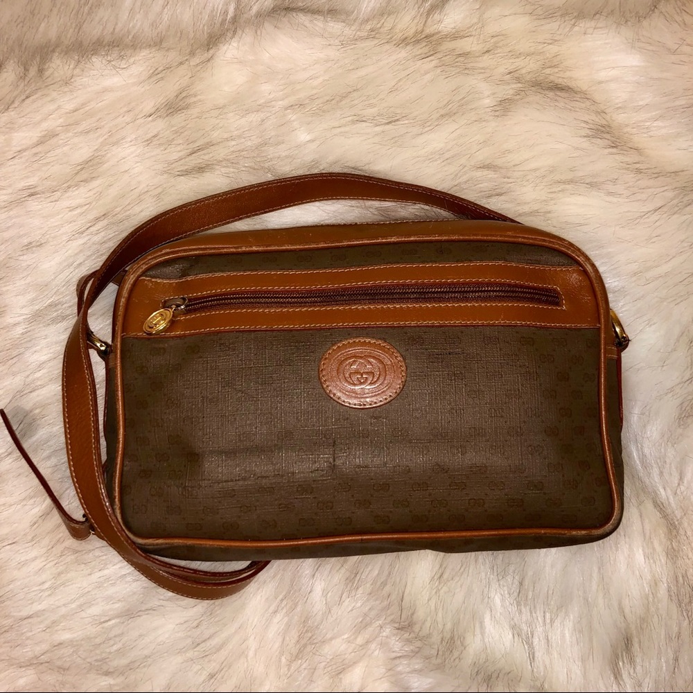 GUCCI Vintage Leather Monogram Bag